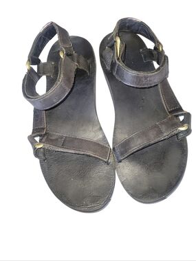 Teva Women's Black Adjustable Leather Strap Sandals